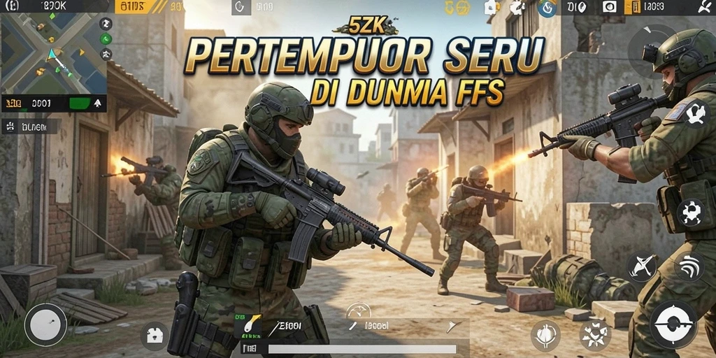 Screenshot gameplay 5ZK menampilkan aksi tembak-menembak yang intens.