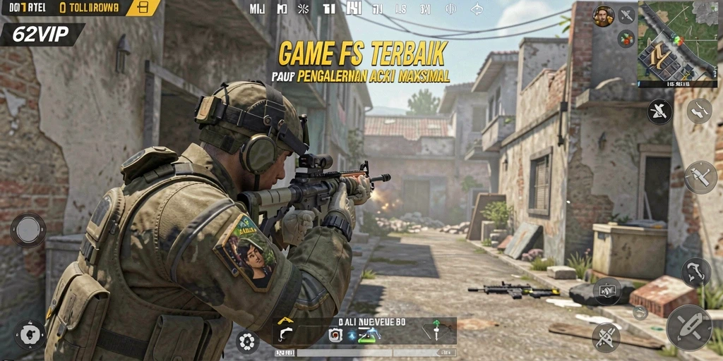 Screenshot gameplay menampilkan aksi tembak-menembak yang intens di 62VIP.