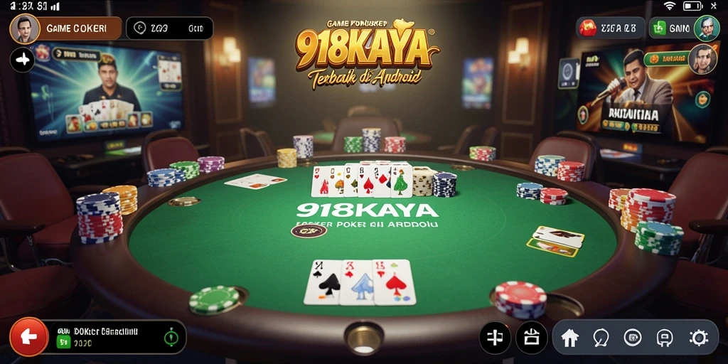 Tampilan gameplay <strong>918KAYA</strong> dengan suasana poker yang mendebarkan.