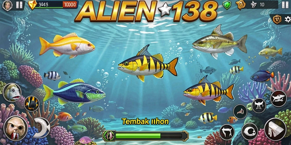 Tampilan menarik dari gameplay Tembak Ikan ALIEN138.