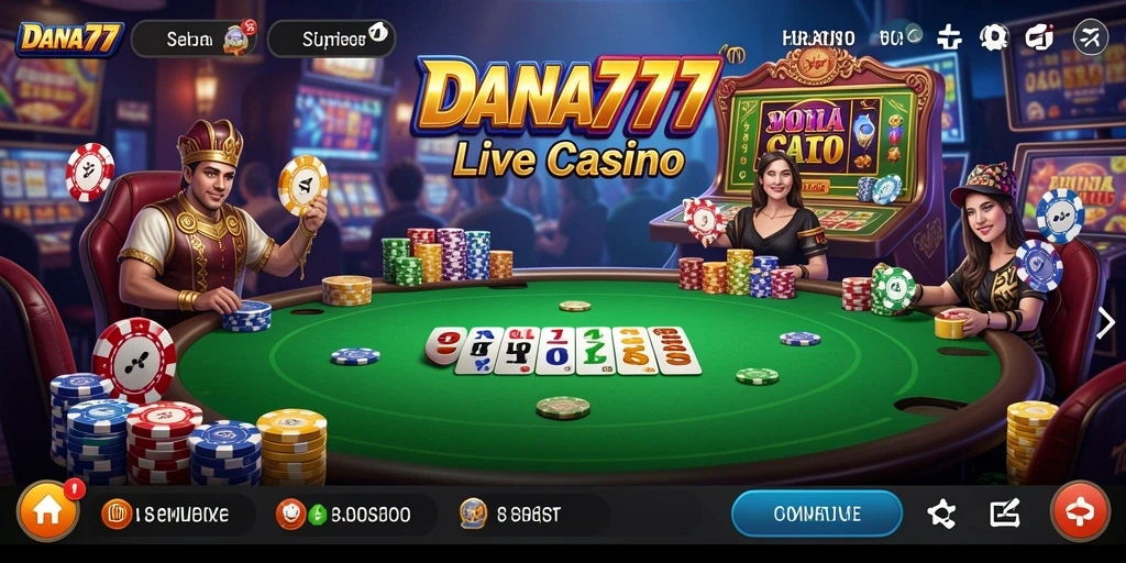 Tampilan menarik gameplay Live Casino DANA777 menampilkan dealer langsung.
