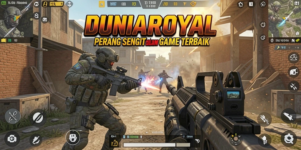 Screenshot DUNIAROYAL menampilkan aksi tembak-menembak yang mendebarkan.
