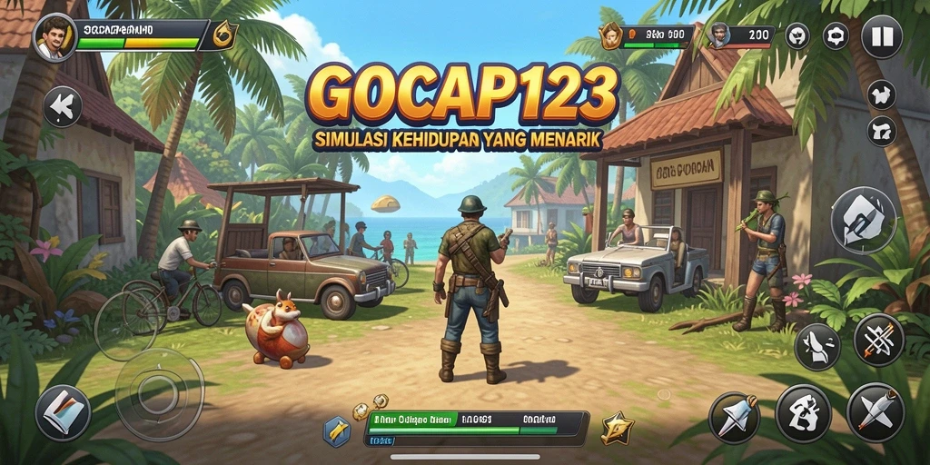 Tampilan gameplay GOCAP123 yang menampilkan berbagai aktivitas interaktif.