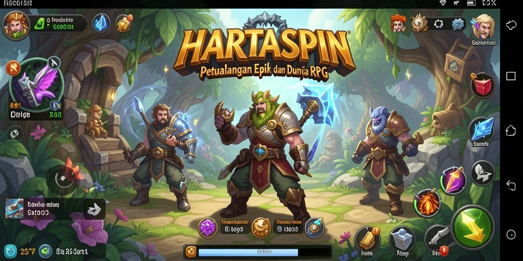 Screenshot HARTASPIN menampilkan aksi seru dalam petualangan RPG.