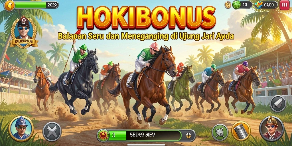 Screenshot gameplay HOKIBONUS menampilkan aksi balap yang mendebarkan.