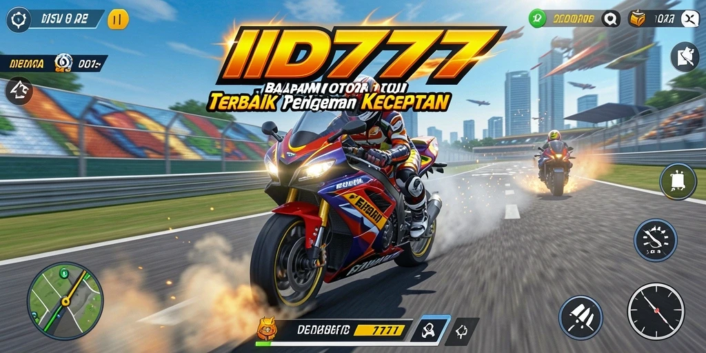 Gameplay mendebarkan dalam balapan motor kecepatan tinggi.