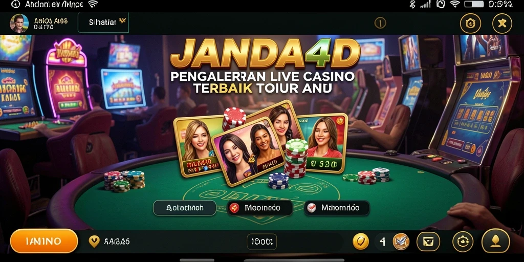 Screenshot utama gameplay JANDA4D yang menampilkan dealer dan suasana permainan.