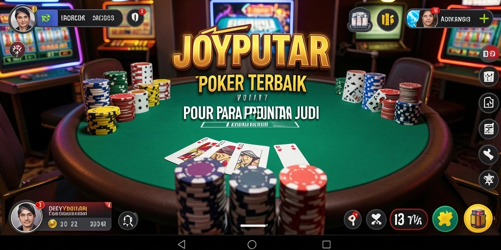 Screenshot gameplay JOYPUTAR yang menampilkan suasana permainan poker yang nyata.