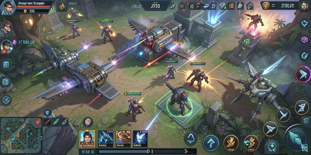 Gameplay seru JTBLUE dengan strategi mendalam dan manajemen sumber daya.