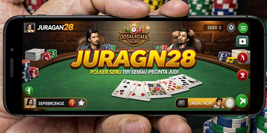 Tampilan utama gameplay Poker yang menegangkan di JURAGAN28.