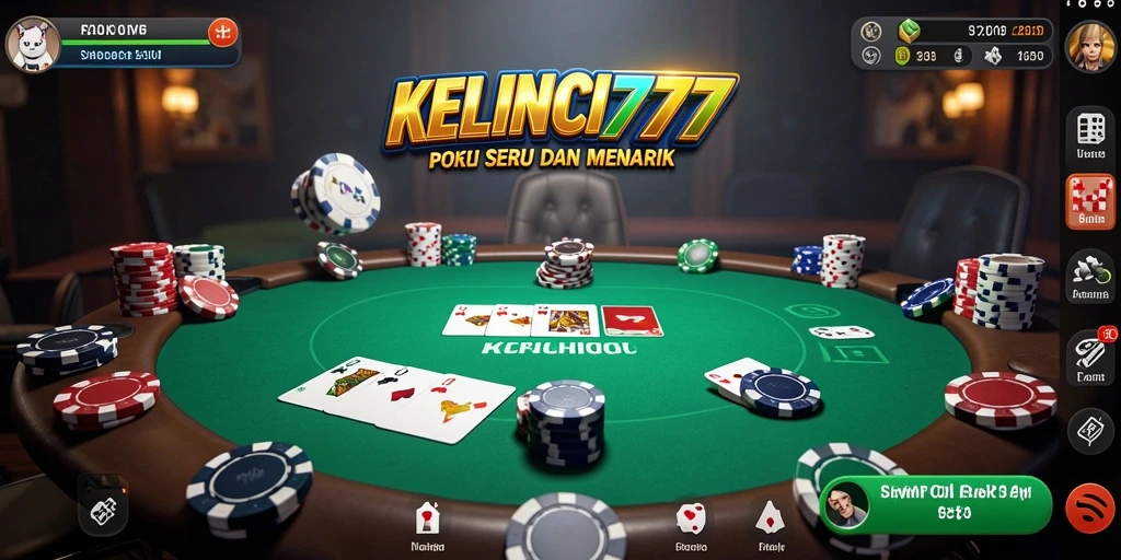 Tampilan gameplay poker yang dinamis dan interaktif di KELINCI777.