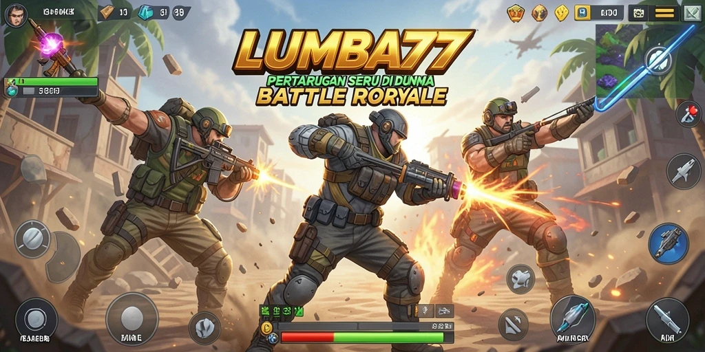 Tampilan seru gameplay LUMBA77 dalam pertarungan Battle Royale.