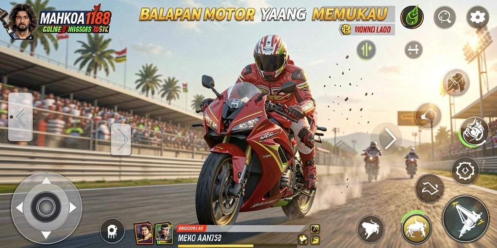 Tampilan mendebarkan dari balapan motor di MAHKOTA188.