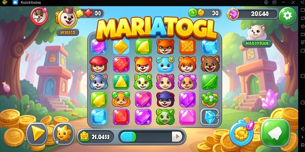 Tampilan gameplay MARIATOGL dengan bola warna-warni yang seru.