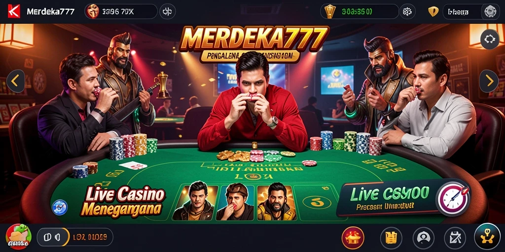 Tampilan menarik gameplay Live Casino MERDEKA777 dengan dealer langsung.