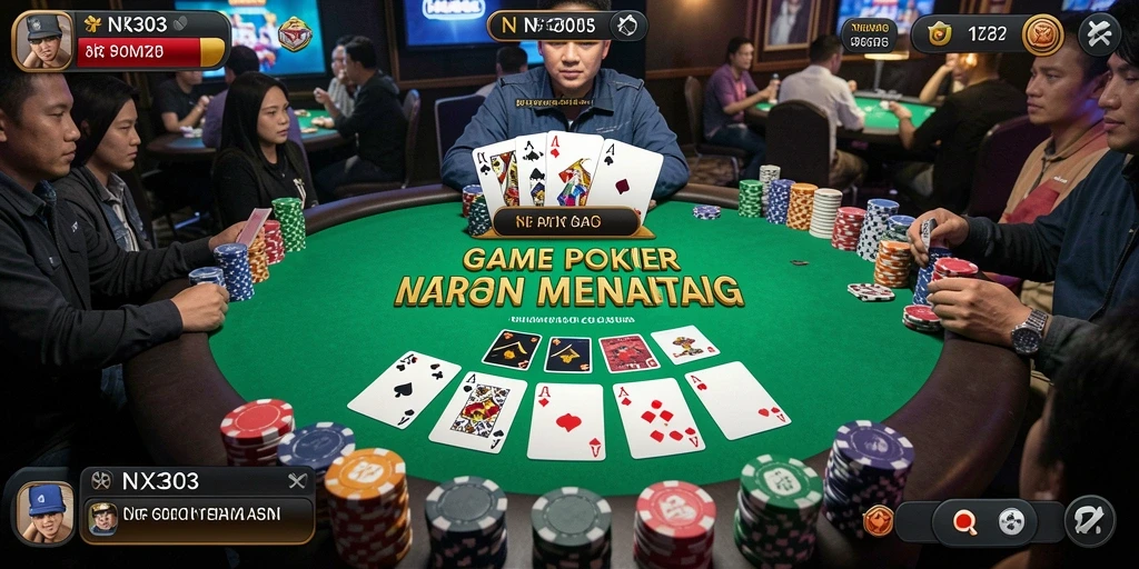 Screenshot gameplay NX303 yang menampilkan suasana permainan Poker.