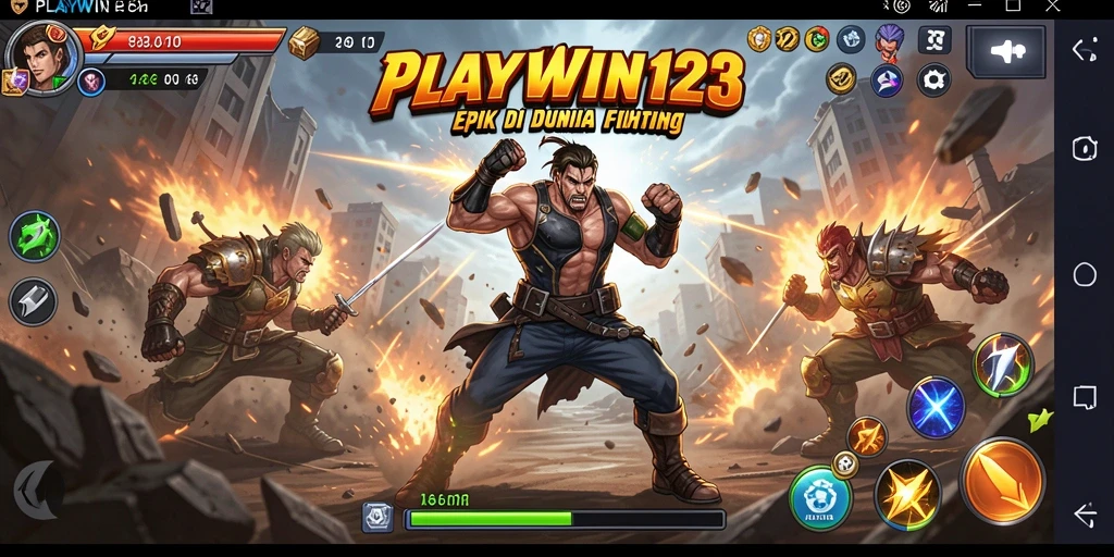 Screenshot gameplay epic dari PLAYWIN123, menampilkan aksi pertarungan intens.
