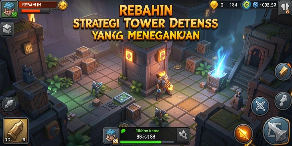 Tampilan mendebarkan dari gameplay Tower Defense di REBAHIN.