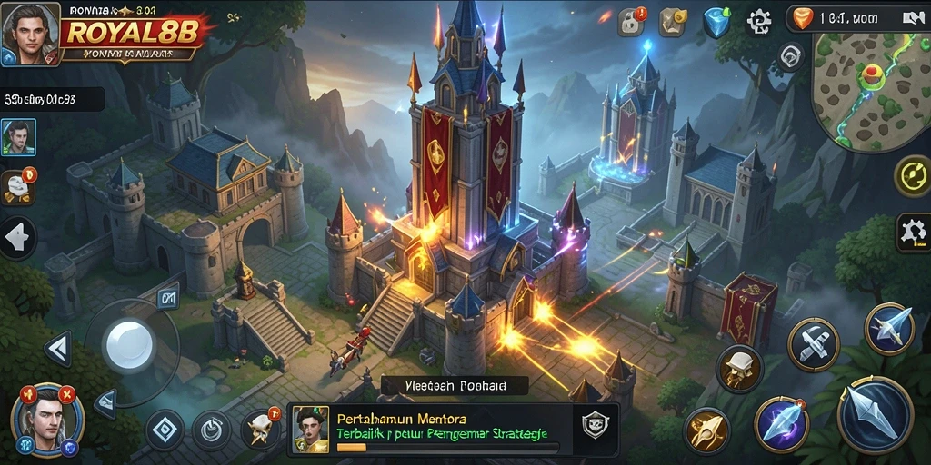 Tampilan gameplay seru dalam ROYAL88 dengan strategi menara yang menegangkan.