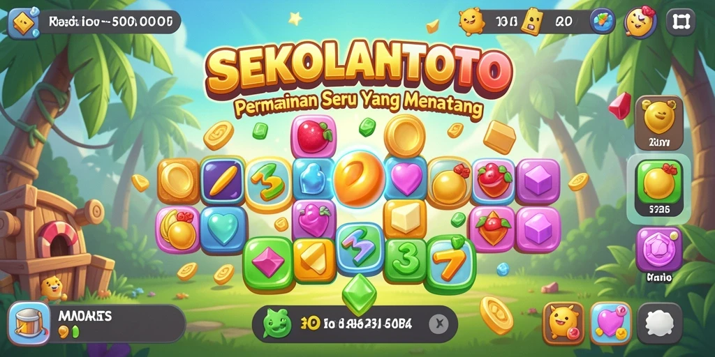 Tampilan gameplay seru dalam SEKOLAHTOTO dengan aksi cocokan objek.