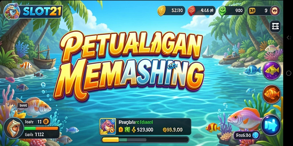 Tampilan gameplay SLOT21 yang menampilkan aksi memancing seru.