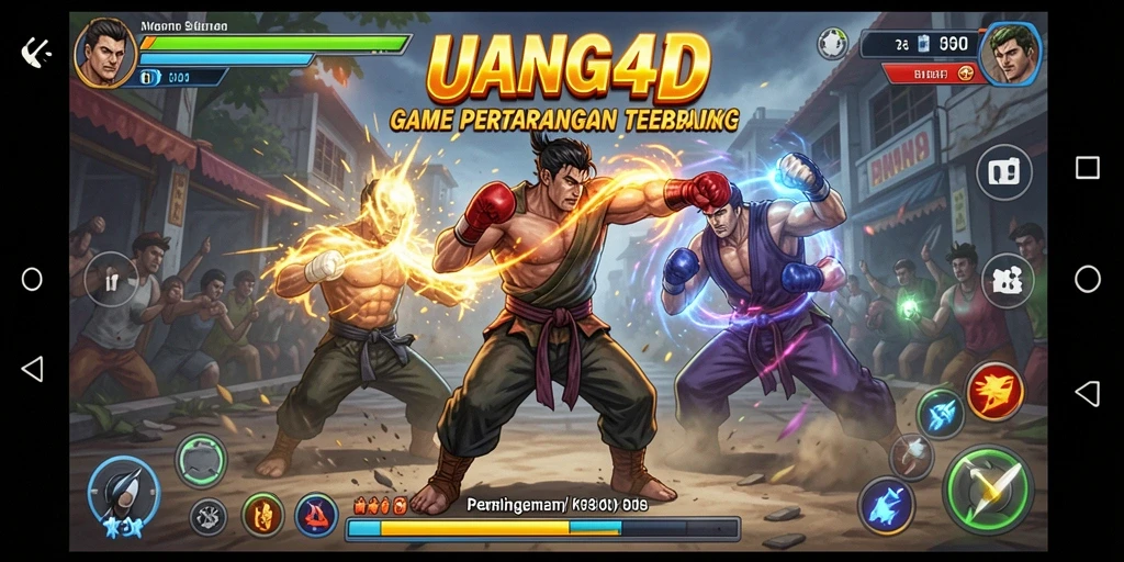 Screenshot UANG4D menampilkan pertarungan intens dalam arena yang memukau.