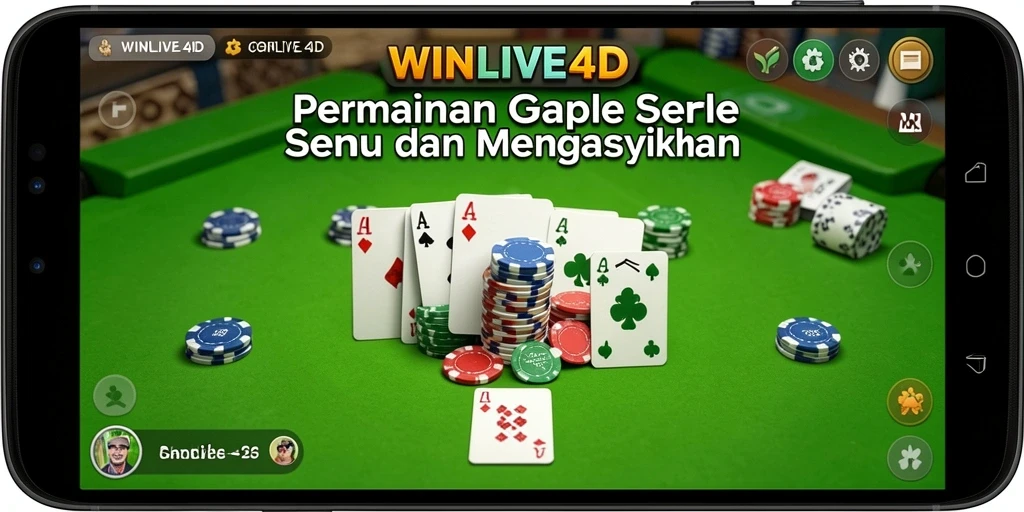 Tampilan gameplay seru di WINLIVE4D dengan momen permainan Gaple.